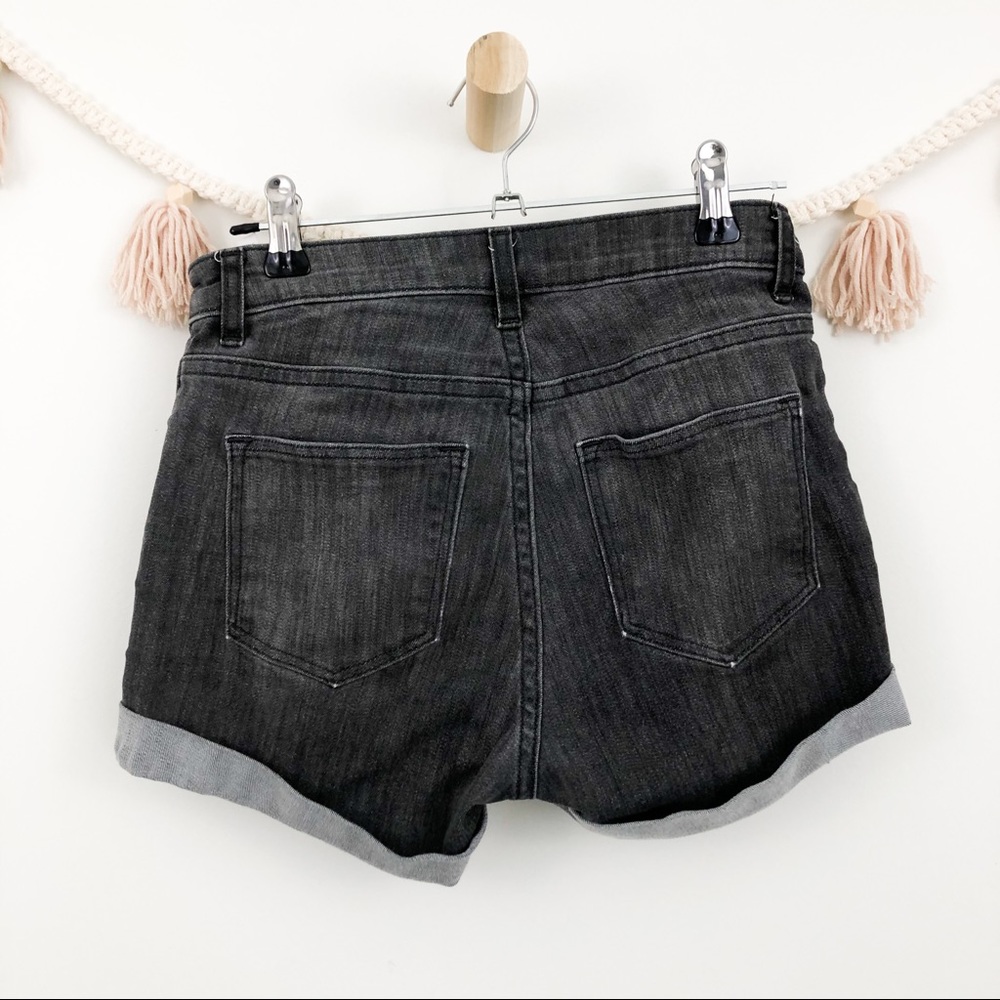 H&M High Rise Dark Gray Cuffed Denim Shorts - Picture 2 of 7